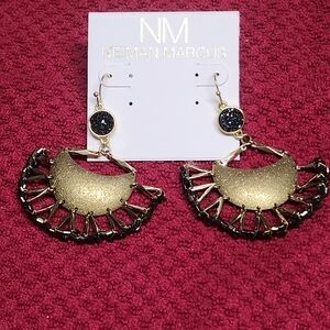 Neiman Marcus Gold and Black Fan Earrings